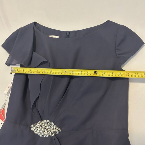 JJs House Sheath Chiffon Dress Stormy Blue Jeweled 192772 164084 NWT - Size 12 - Picture 13 of 16